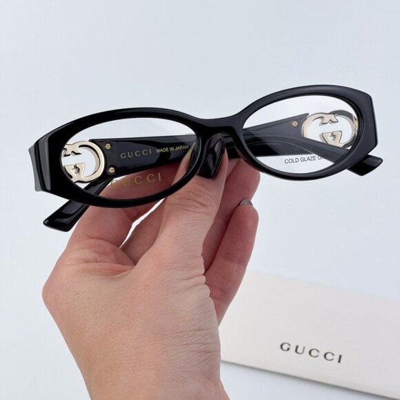 Gucci GG1693O 001 BRAND NEW Eyeglasses Black Oval Women - Picture 3 of 12